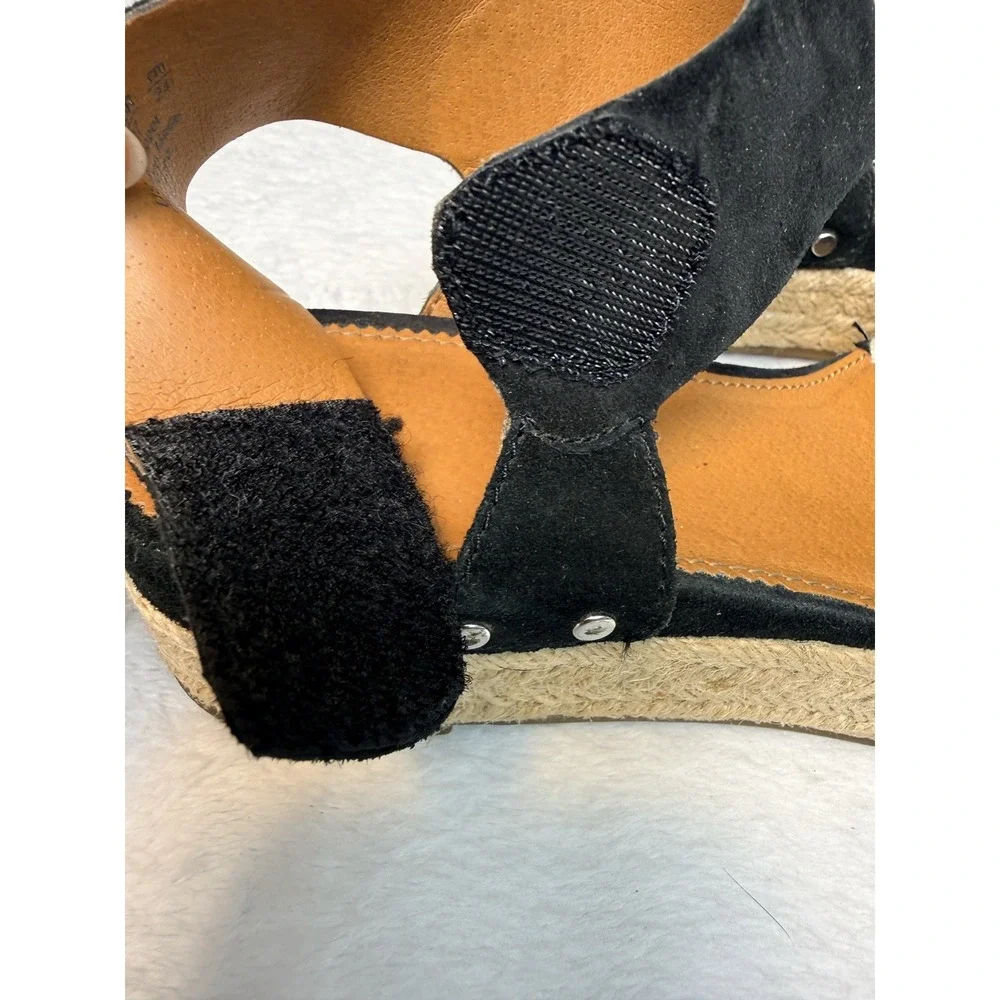 Franco Sarto Womens Jute Wrapped Espadrille Wedge Sandals Sz 7 Black